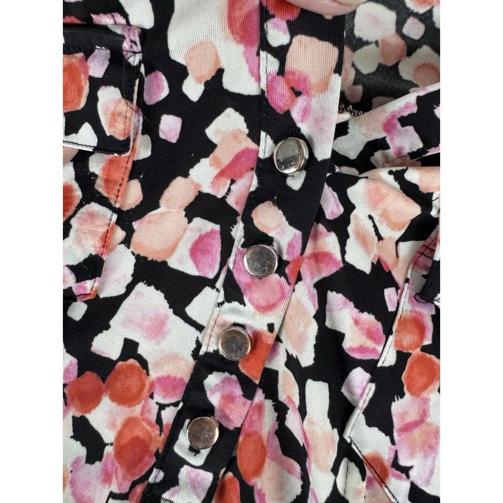 Ava & Grace Pink Orange Floral Popover Top Flowy Stretch Office Size Large - Picture 8 of 8
